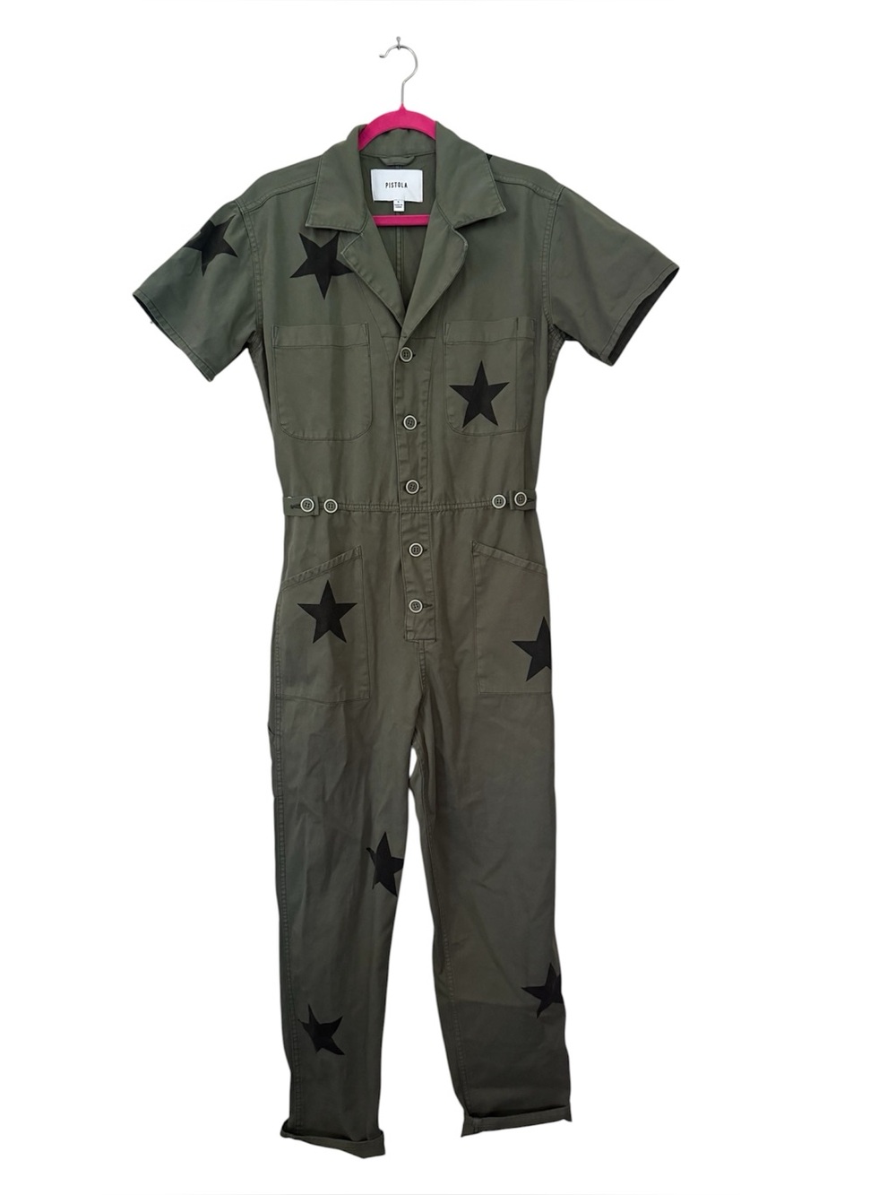 Pistola Grover Jumpsuit Royal Honor Olive Green with Black Stars Size Small - Picture 8 of 13